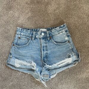 Zara Women's Light Blue High Rise Jean Shorts